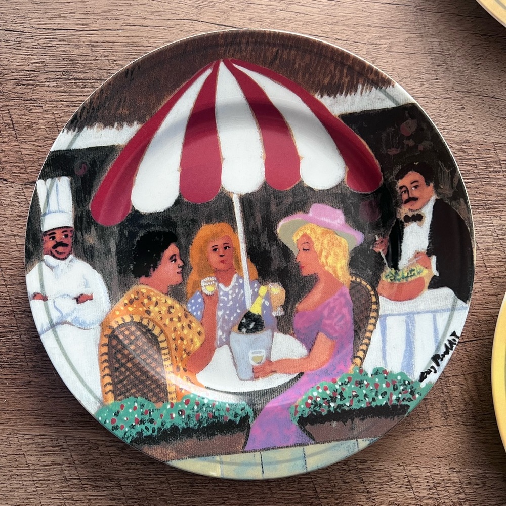 3 Guy Buffet "Marche Aux Fleurs" salad plates - Picture 3 of 5
